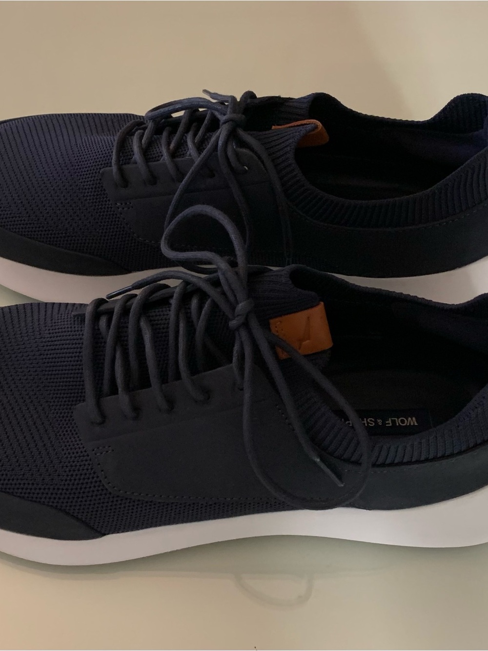 Wolf & Shepherd Men's Navy Knit Lace-Up Sneakers with White Sole size 12 NWOB